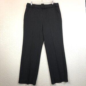 Larry Levine Black Silver Pin Striped Stretch Wide Leg Dress Pants